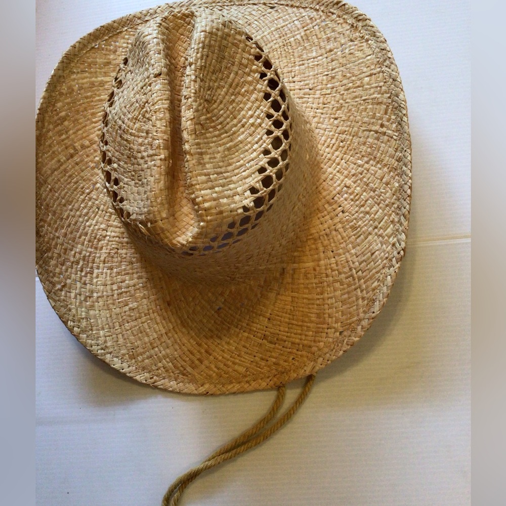 Rare WYETH Straw Cowboy Hat with Chin Strap - Picture 2 of 7